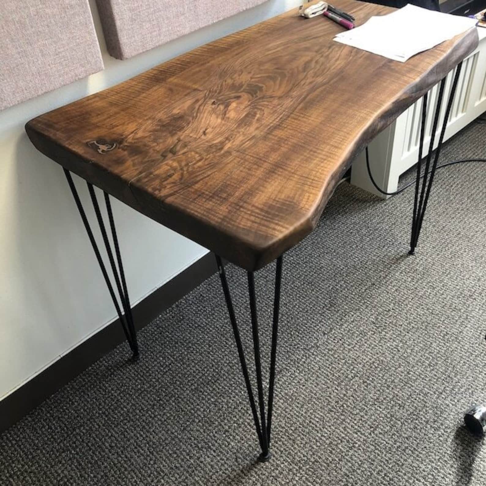 Live Edge Walnut Desk: Solid Wood Computer Desk, Customizable - Etsy