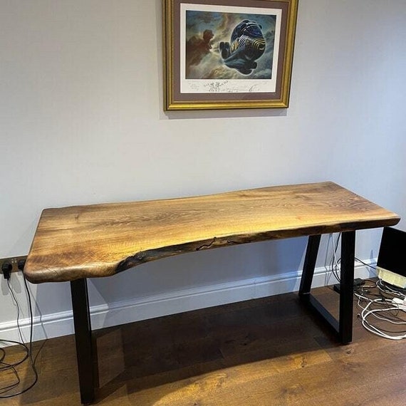Custom Live Edge Walnut Desk: Modern Solid Wood Office Table