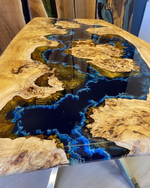 Ocean Epoxy Dining Table Resin Table Live Edge Table Custom Etsy