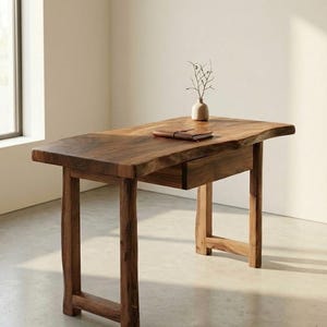 Handmade Live Edge Walnut Desk | Rustic Modern Home Office