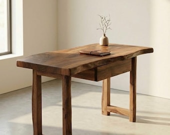 Handmade Live Edge Walnut Desk | Rustic Modern Home Office