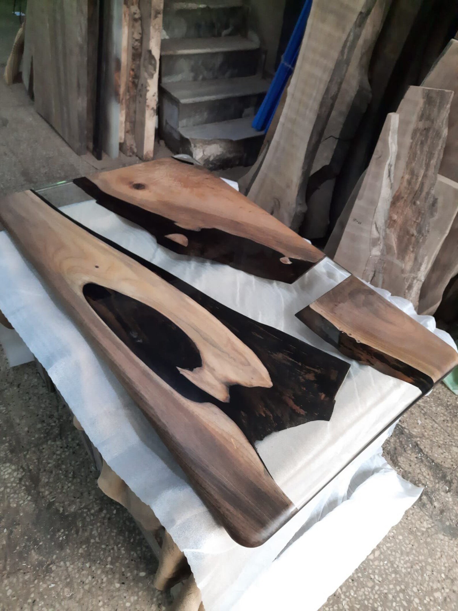 Walnut Epoxy desk Custom Epoxy Resin Table Live edge Desk Etsy