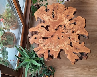 Handmade Olive Wood Burl Coffee Table: Custom Live Edge Slab