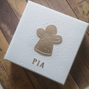 Geldgeschenk, Verpackung zur Taufe in Weiß und Roségold - personalisierbar