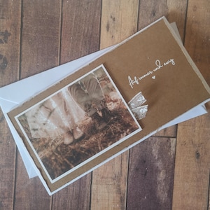 Hochzeitskarte "Vintage", Karte zur Hochzeit, Weiß/Kraft