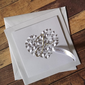 Hochzeitskarte "Ja", Karte zur Hochzeit personalisierter, Weiß und Gold