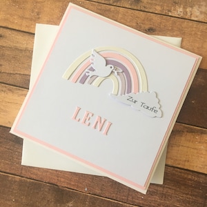 Karte zur Taufe „Regenbogen“ personalisiert, Taufkarte mit Namen