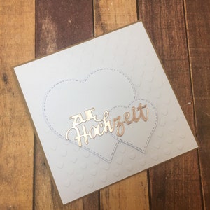 Hochzeitskarte „Weiße Herzen“ personalisierbar, Karte zur Hochzeit, Weiß/Kraftkarton/Roségold