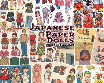 Paper Doll Japanese Printable Digital Download PDF Bundle
