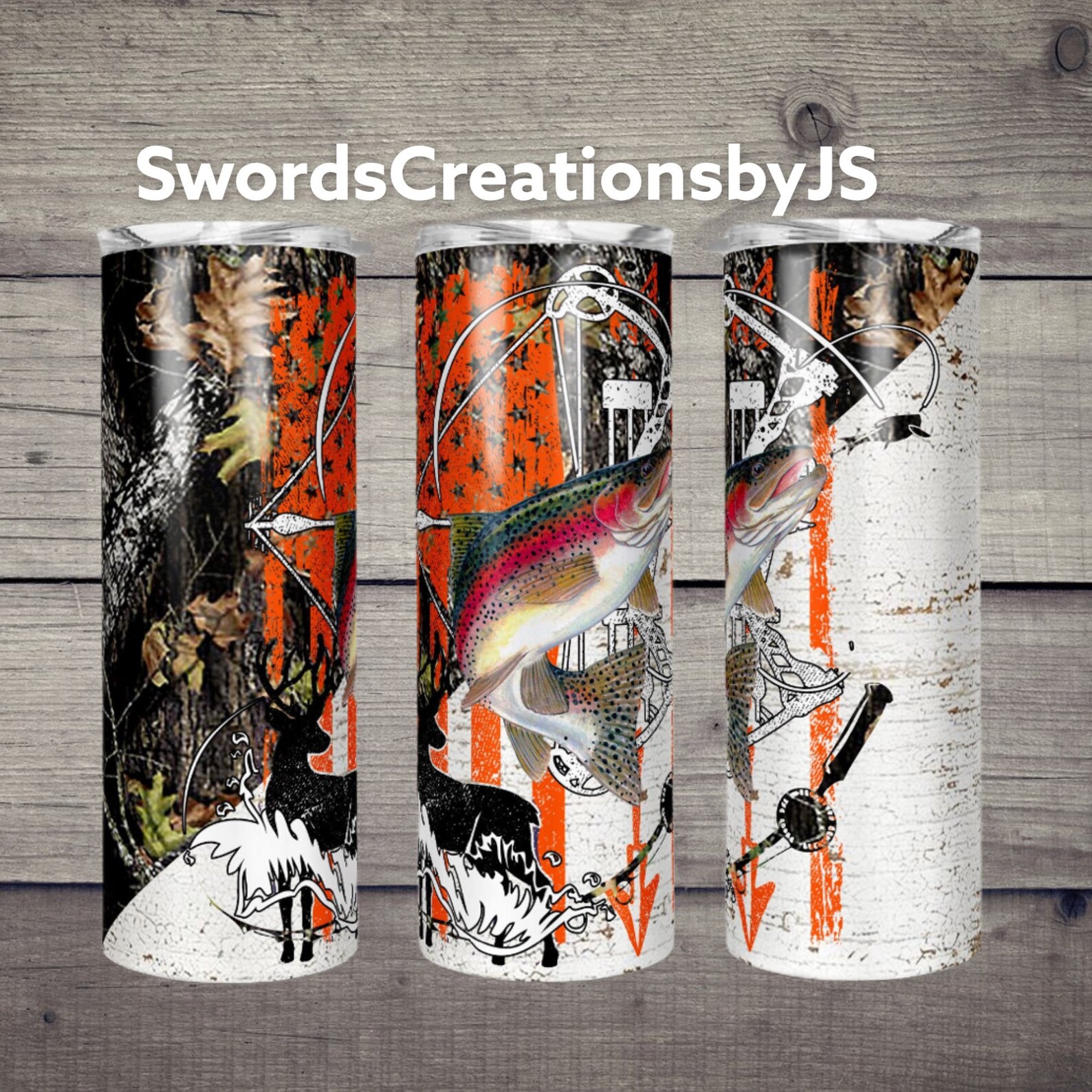 Deer hunting and fishing camo tumbler Etsy