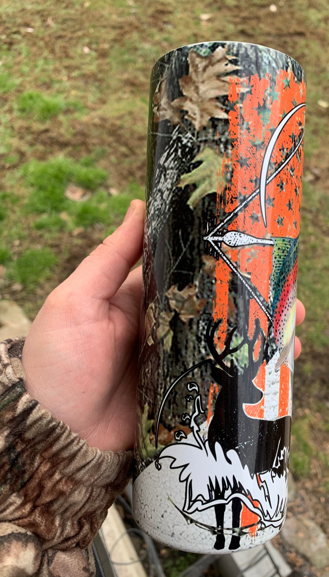 Deer hunting and fishing camo tumbler Etsy