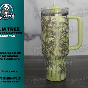 Palmboom naadloos bestand - 40 oz quencher - volledige omslag - volledige bestanden - lasergravurebestand - Lightburn SVG-bestand