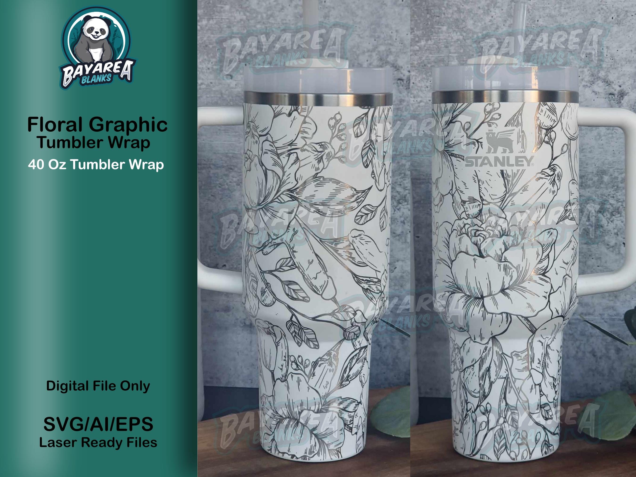 Graphic Floral Dick 40 Oz Tumbler File Only 40 Oz Laser Engraved