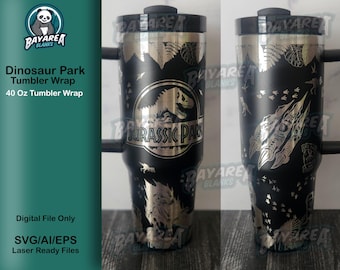 Dinosaur Park Seamless File- 40 oz quencher- Full Wrap- - Laser engraving file- SVG