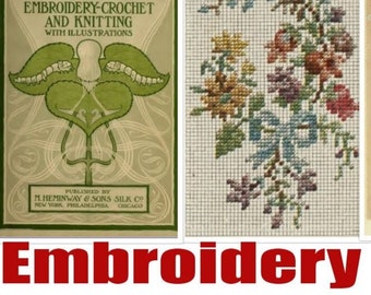 Embroidery 176  Books Vintage - instructions pattern books transfers download PDF