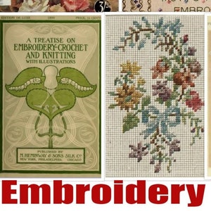 Embroidery 176  Books Vintage - instructions pattern books transfers download PDF