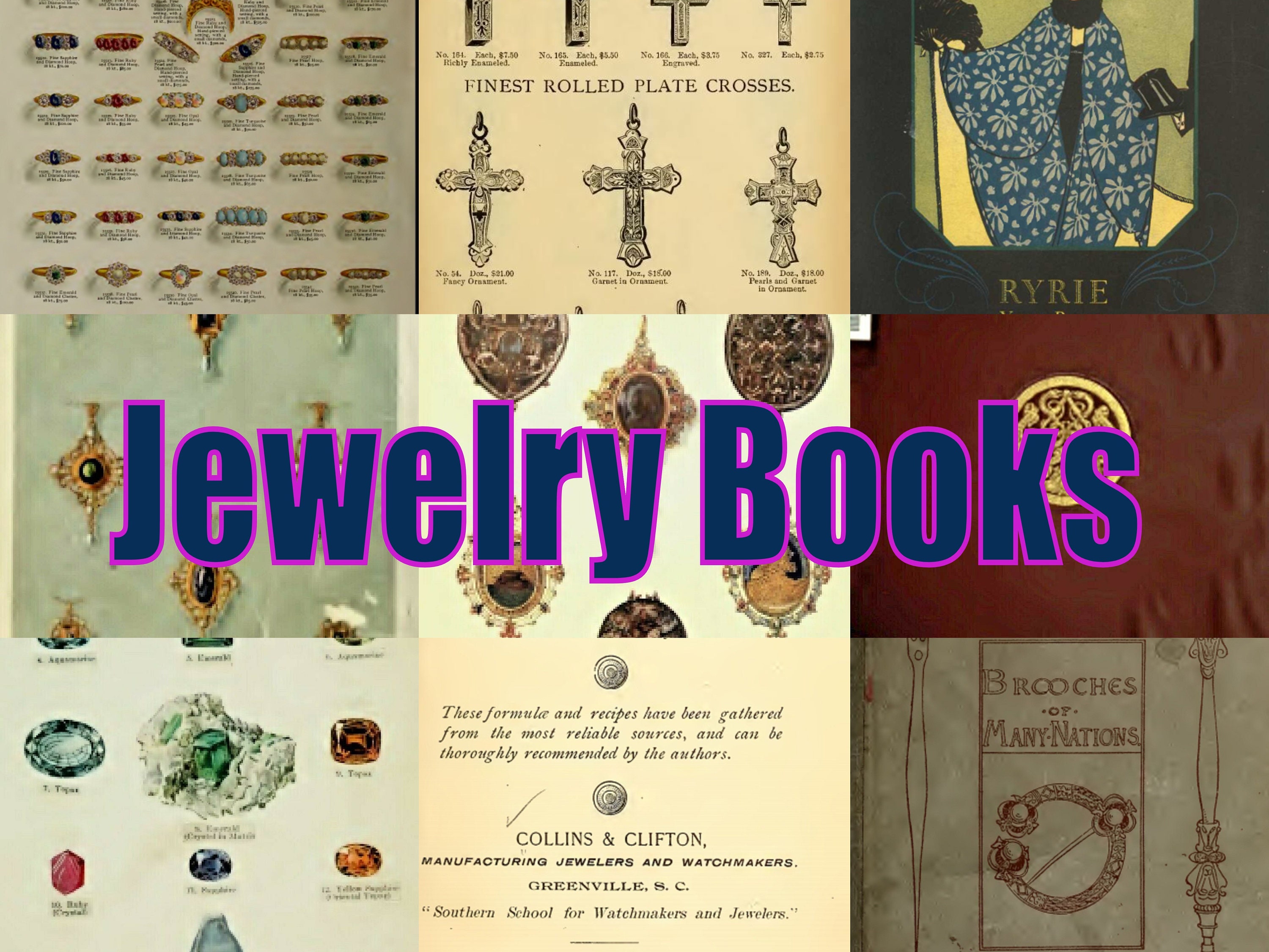 Jewelry, Jewellery,  How to make, collecting, Gem stones, crafting Catalogues scanned 130 old books PDF download