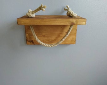 Handmade rustic wooden toilet roll holder. Medium oak non toxic wood stained.