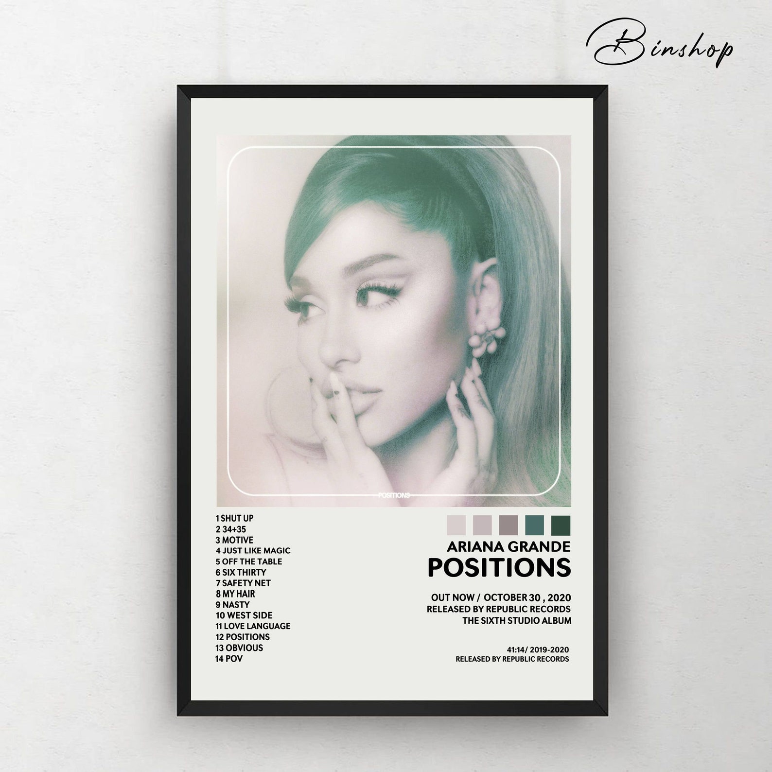 Ariana Grande Positions Canvas 0.75in or Poster Tracklist | Etsy