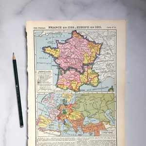 Mapa antiguo francés ORIGINAL de 1950: Francia, Europa y Asia - Mapa antiguo francés