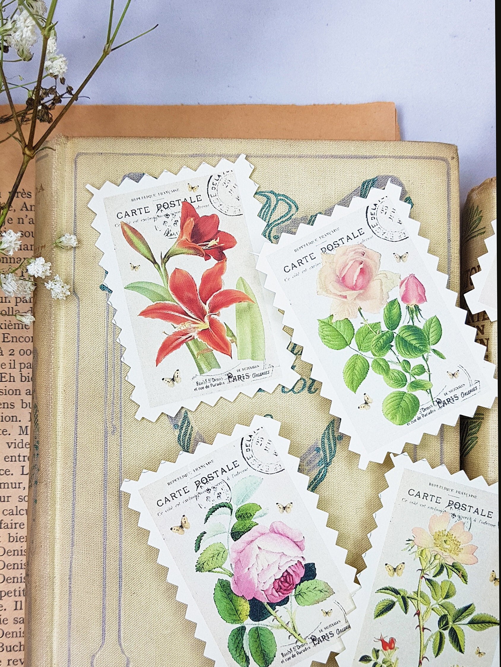 Vintage Floral Postage Stamps Set, Digital PNG Files, Antique Shabby Chic  Clip Art, Postal Stamp, Collage Sheet By PalaisFleurVintage