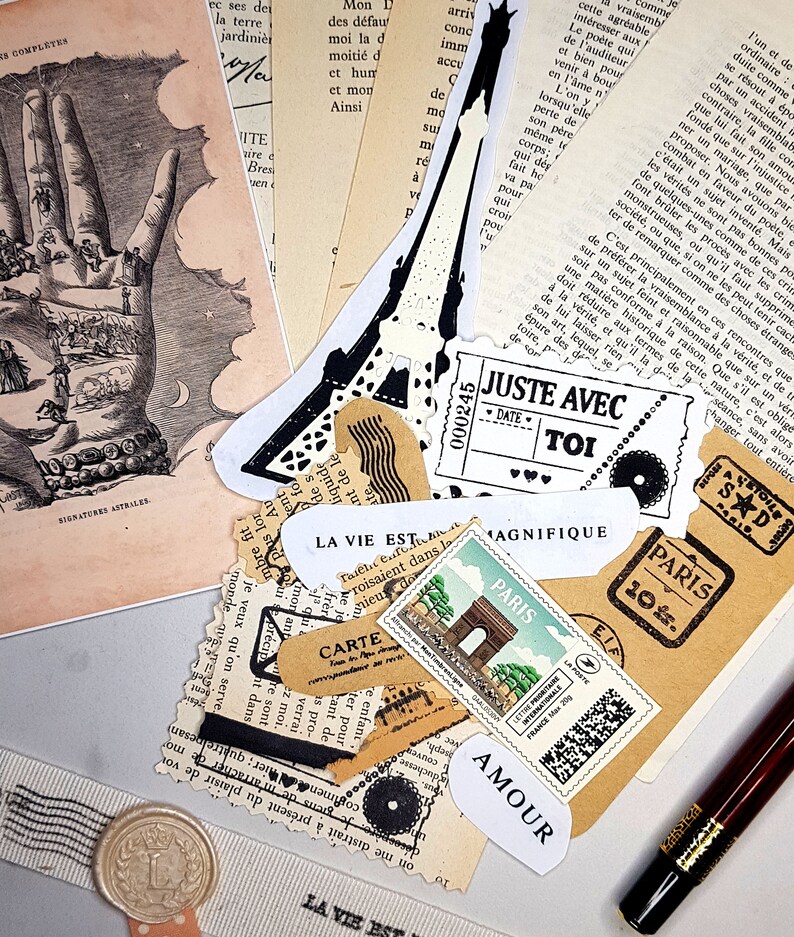 AUTHENTIC FRENCH Paris Vintage Ephemera Kit N.2 Bundle 30 Pieces