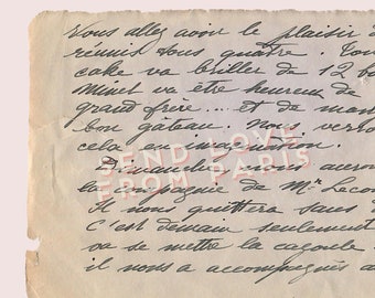DIGITAL FRENCH  AUTHENTIC Letter, dated 1937, Ephemera Paper, Scrapbooking, Journaling, Paris Antique, Vintage Letter