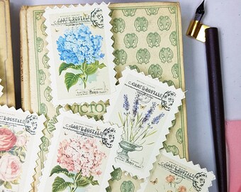 Faux Postal Stamps Vintage Floral Graphic by Summer Digital Design ·  Creative Fabrica