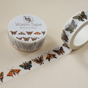 Brown Moth Washi Tape | Butterfly Insect Decorative Paper 15mm Tape