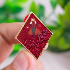 Scarlet City Enamel Pin | Hex, Witch, Superhero Fantasy Pin / Fan Art Lapel Pin