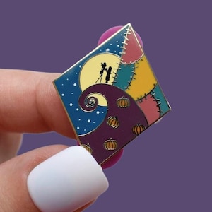 Halloween Town Enamel Pin: Jack and Sally TNBC Fan Art