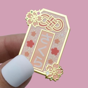 Omamori Enamel Pin | Japanese Sakura Blossom Charm Lapel Pin