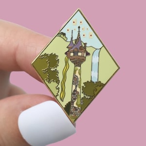 Princess Tower Enamel Pin: Gold Fantasy Lapel Pin