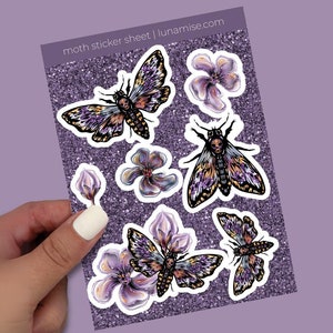 Moths Sticker Sheet | A6 Paper, Water Resistant, Death Moth, Insect Stickers