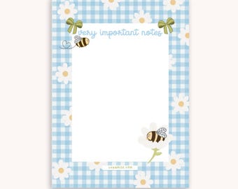 Bloc de notas de abejas / Bloc de notas kawaii, papelería de verano (4x6)