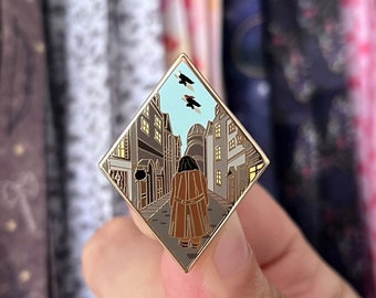 Magical Alley Enamel Pin | Wizard School, Fictional, Bookish Fantasy Pin / Fan Art Lapel Pin