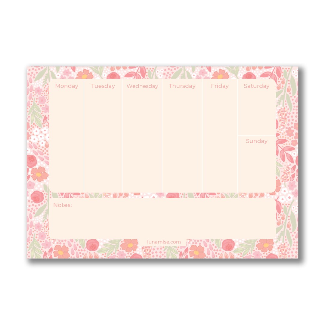 Summer Bouquet Floral Weekly Planner A4 Desk Pad / to Do List ...