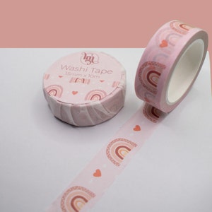Regenbogen Regenbogen Washi Tape | Süßes hübsches Regenbogen-Herz-Pastelldekorpapier auf 15-mm-Tape