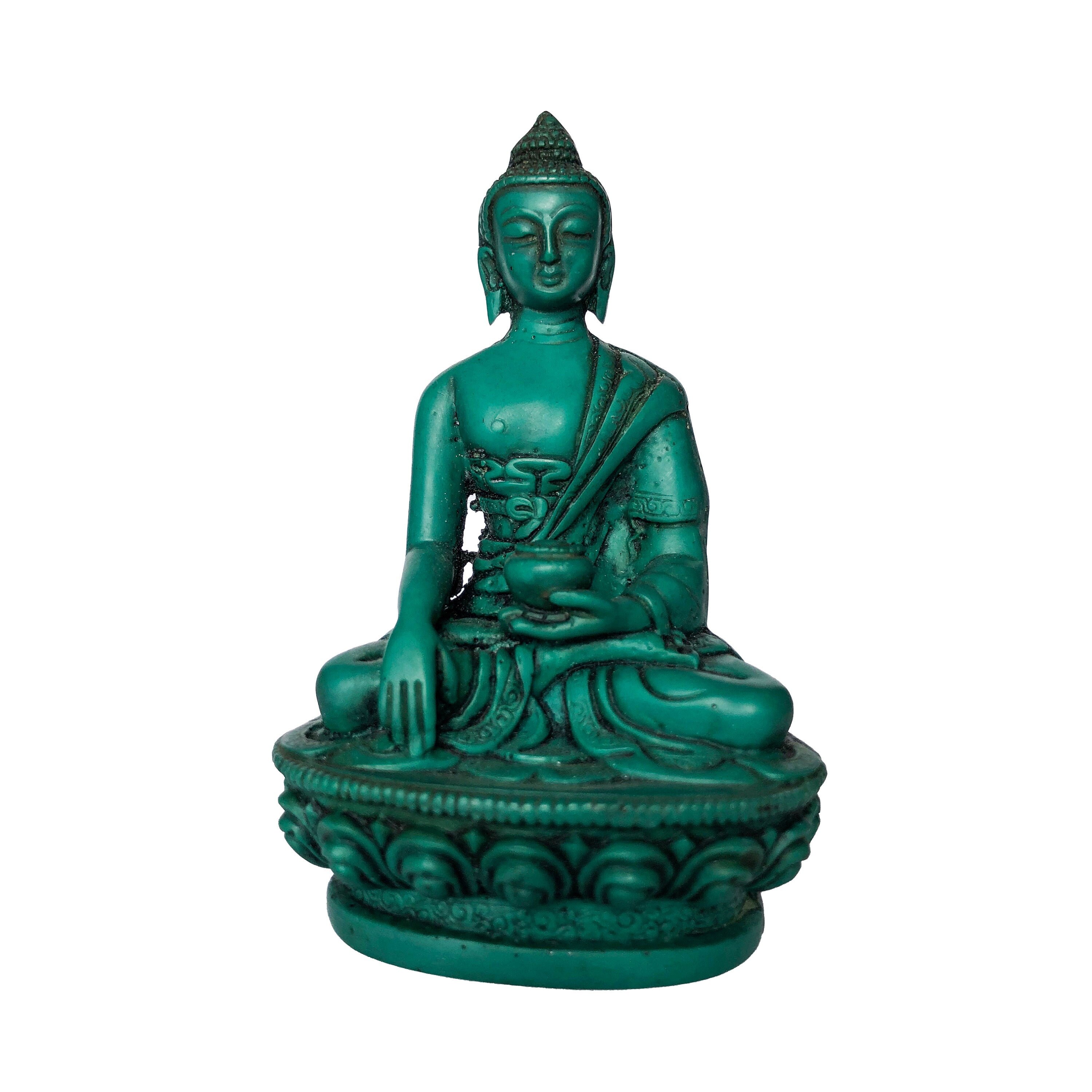 Bouddha Bhumisparsa Mudra Vert 12cm