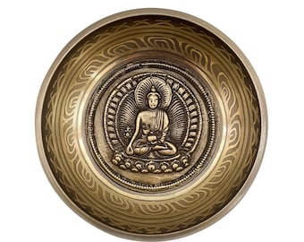 Bol Chantant Tibétain Bouddha Varada mudra 11.5cm