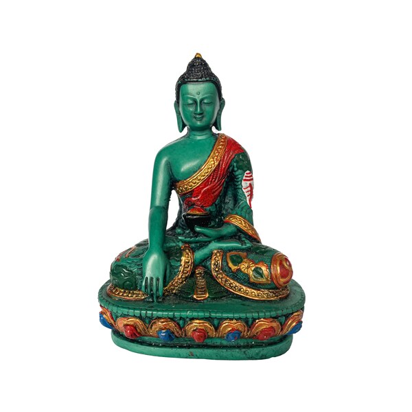 Bouddha Bhumisparsa Mudra vert 13.5cm