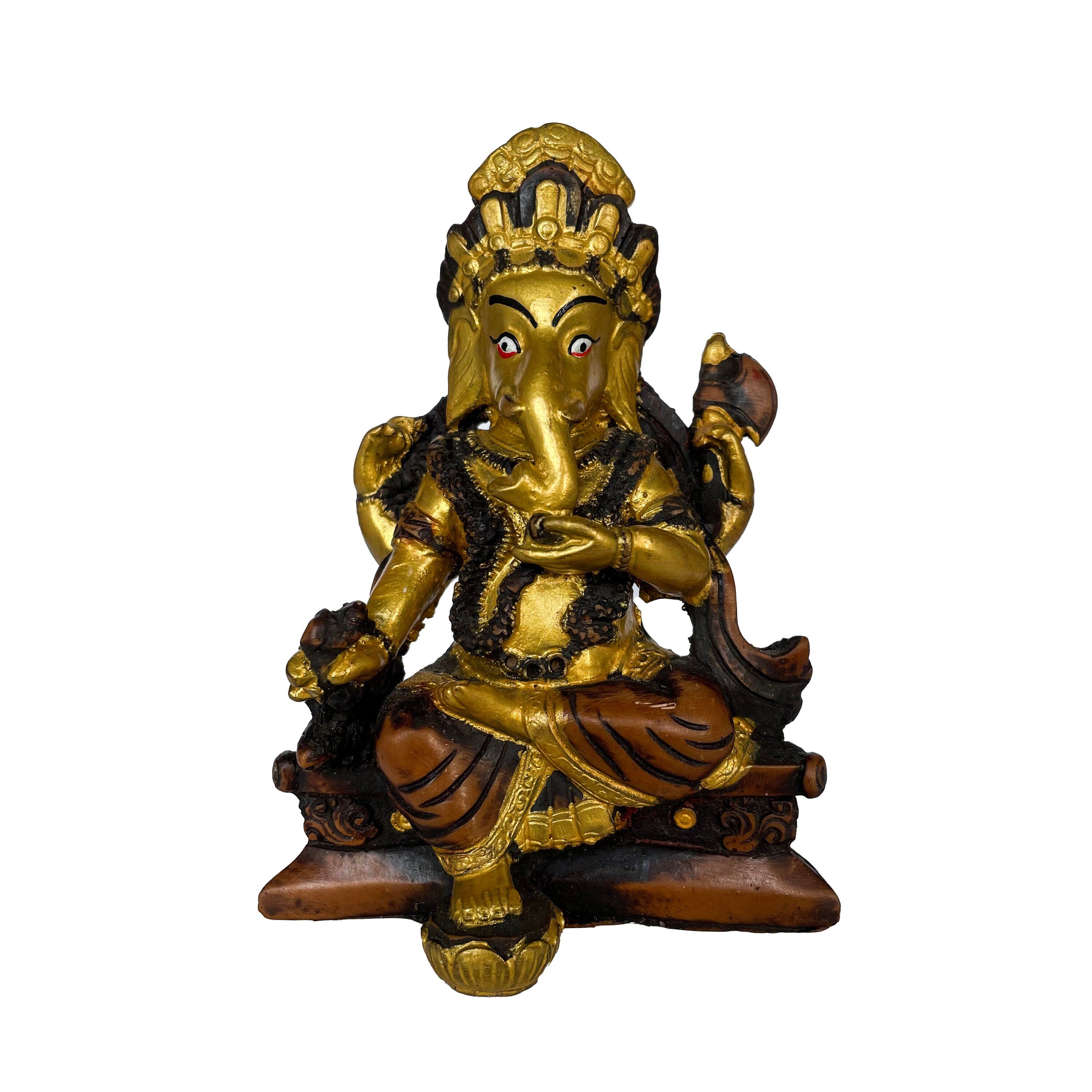 Ganesh Doré Assis 10.5cm