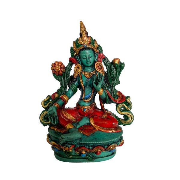 Green Tara Green 11cm- Green Tara Nepal- Green Tara Female Bodhisattva- Green Tara Tibetan Buddhism