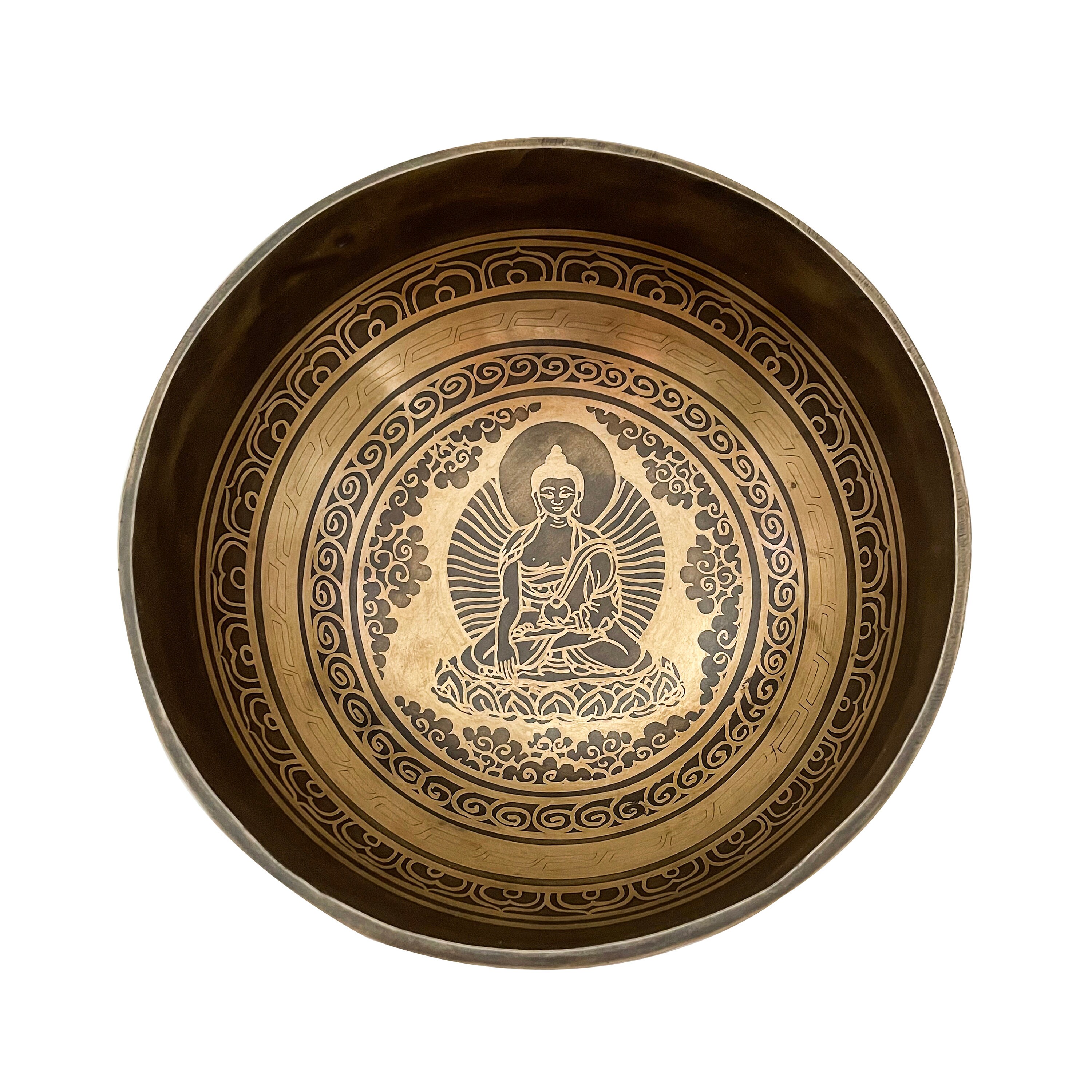 Bol Chantant Tibétain Bouddha Bhumisparsa Mudra et Mantra Om