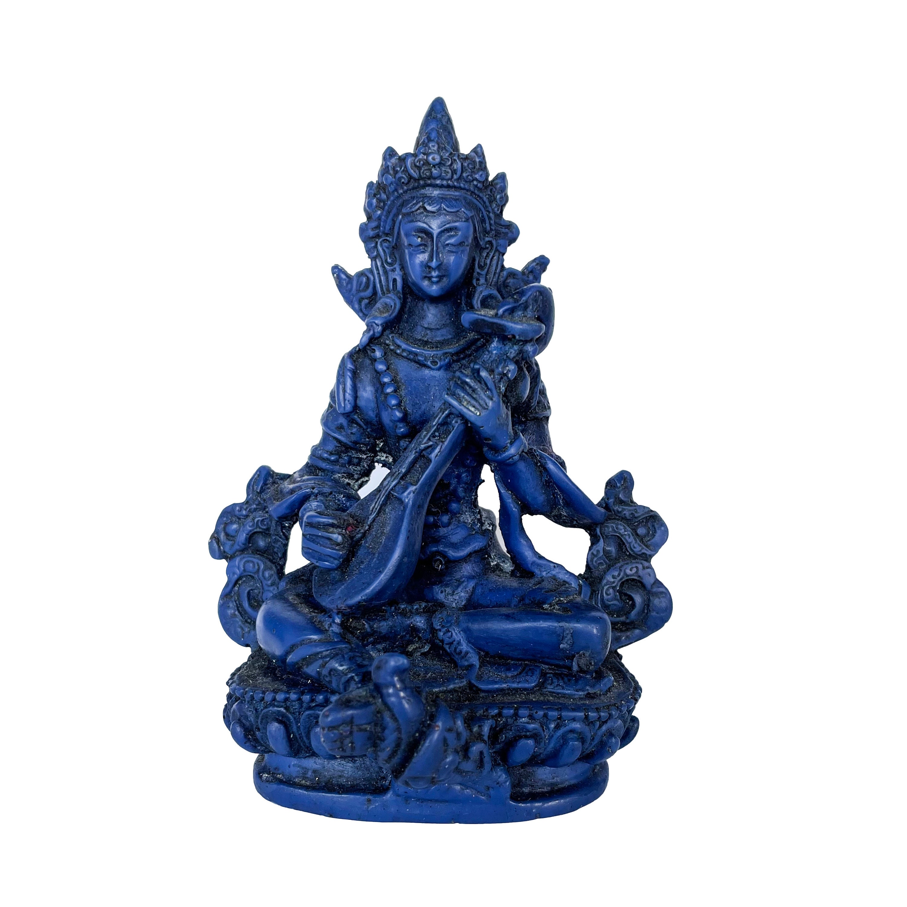 Saraswati La Déesse de Savoir Bleu 12 cm