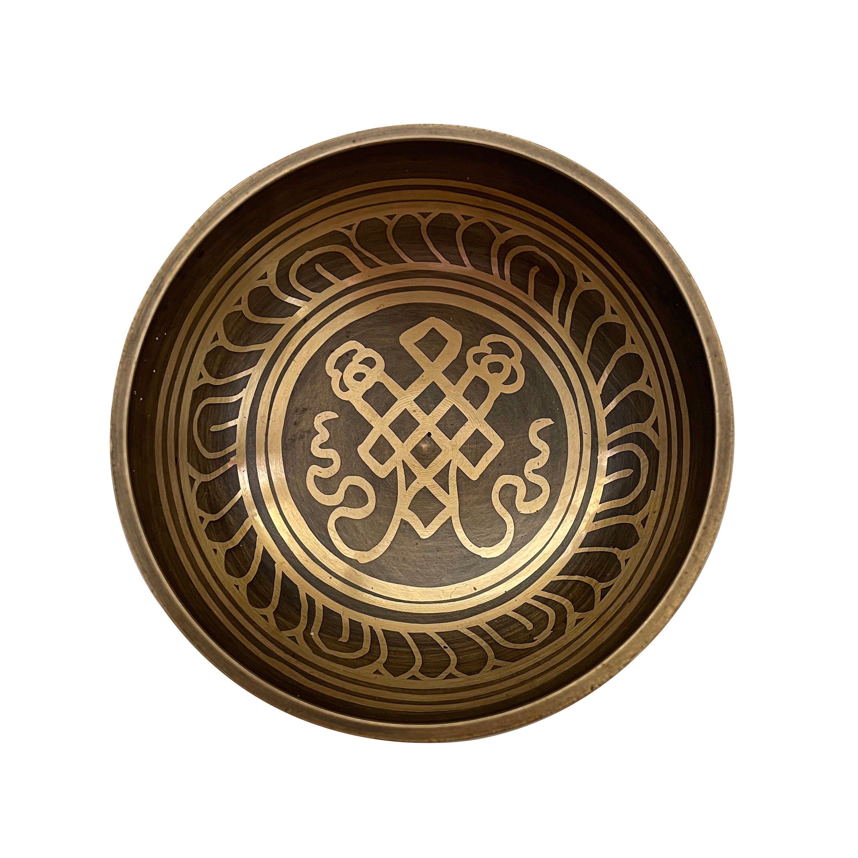 Bol Chantant Tibétain Mantra avec Symbole Nœud Sans Fin