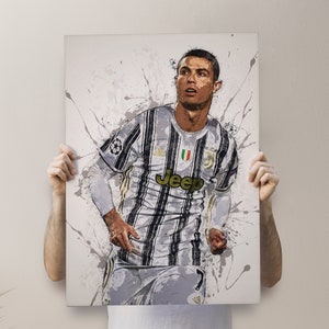 Cristiano Ronaldo Poster - Canvas Print, Sports Art, Man Cave Gift, Wall Decor, Wrap, Football, Soccer, Portugal, Juventus, Football