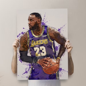 Lebron James Poster - LA Lakers - Canvas Print, Sports Art Print, Basketball Poster, Kids Decor, Man Cave Gift, Wrap, Los Angeles Lakers
