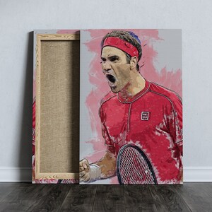Roger Federer Poster, Canvas, Banner, Tennis Fan, Kids Wall Decor, Man Cave Gift for Him/Her, Paint Splash, Sports Art, Motivation, Swiss image 4