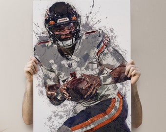 Justin Fields Chicago Bears - Canvas Print, Sports Art Print, Football Poster, Kids Decor, Man Cave Gift, Wall Decor, Wrap